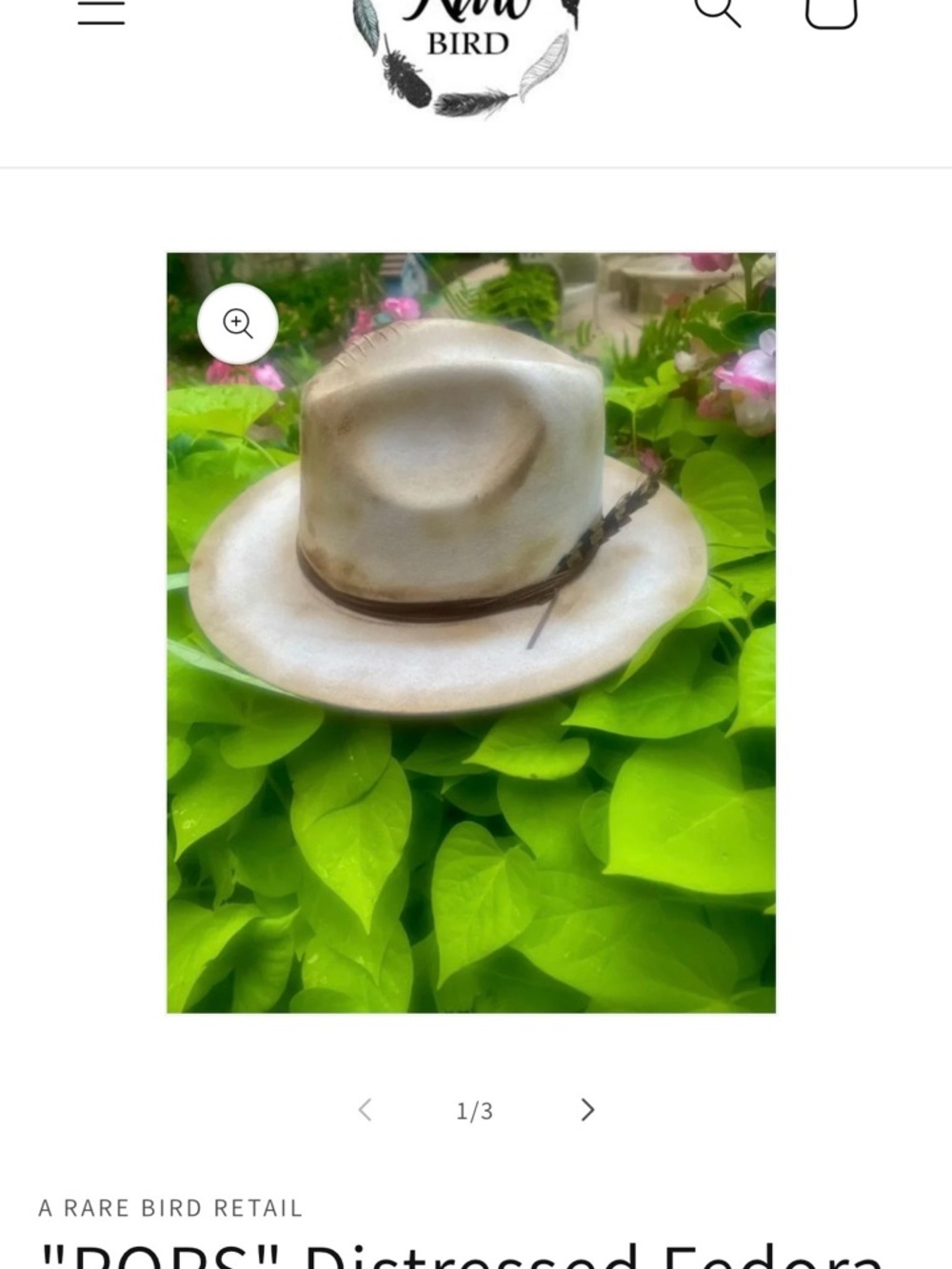 A Rare Bird Cream Fedora Hat with Leather Band